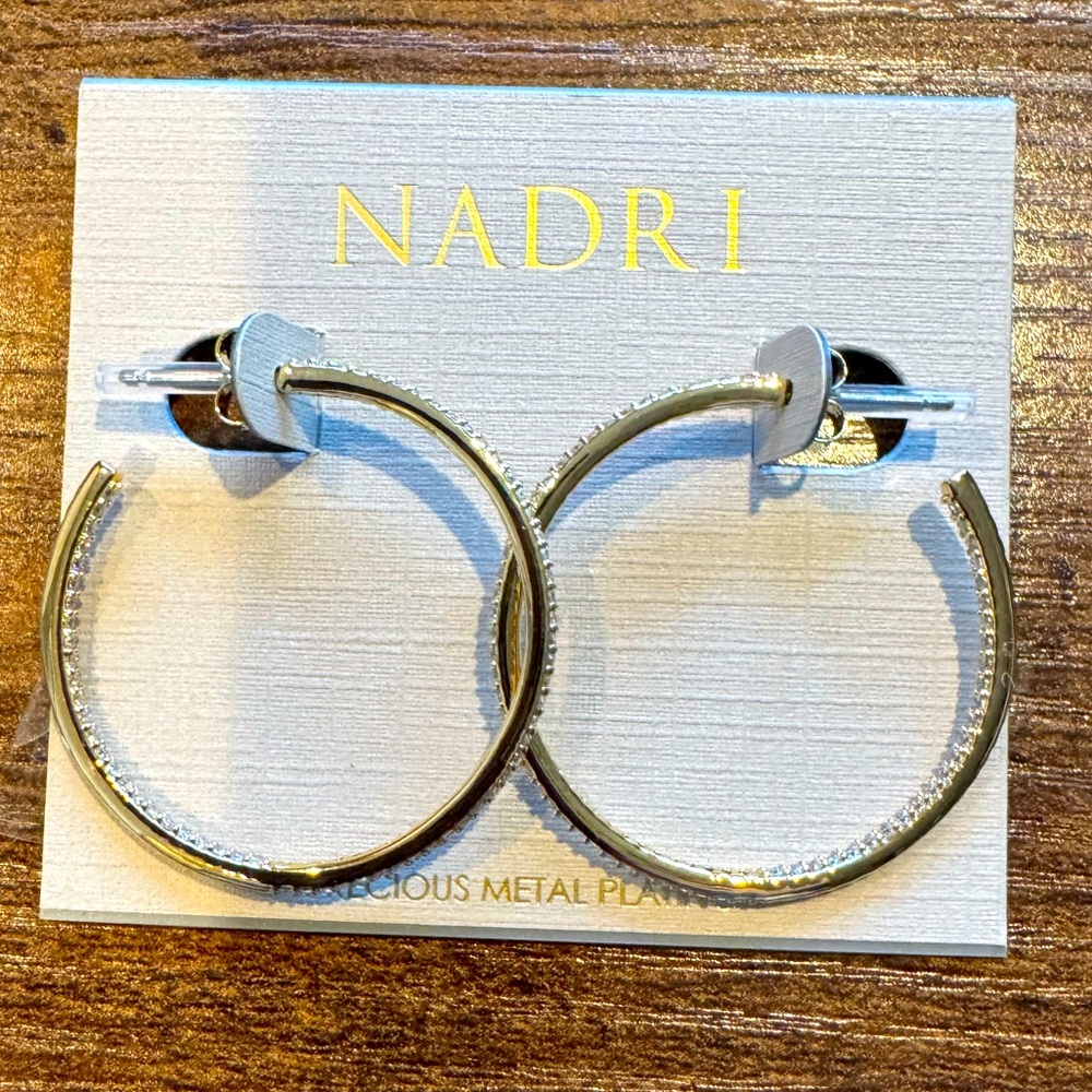 NWT - Nadri gold pave hoop earrings